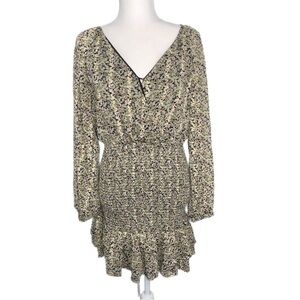 LUSH V-Neck Long Sleeve Floral Print Smock Mini Dress NWT